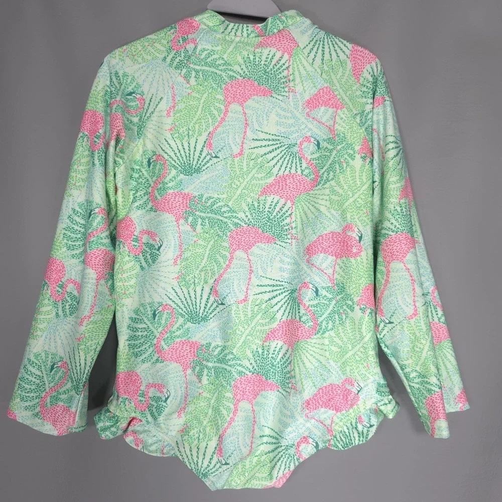 KENNY FLOWERS Kiddy Flowers Swimsuit Girls 10 Kids Long Sleeve UPF 50+ Flamingos